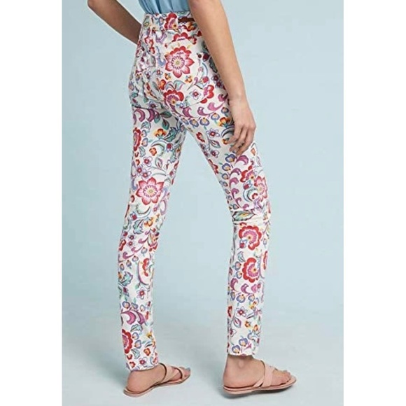 Anthropologie Women's 28 Floral Mid-rise Skinny Pants Pilcro & the Letterpress - Picture 2 of 9